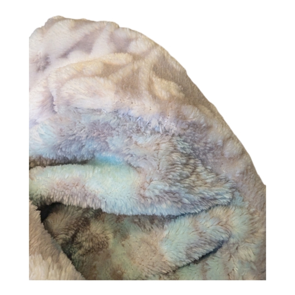 Karen Neuburger Gray & Teal Fluffy Floral Wrap Robe Size Large Repaired Flaws - Picture 6 of 10